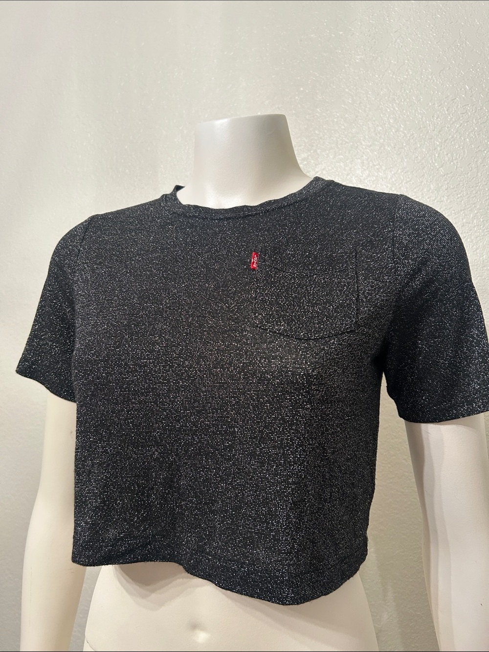 Levi’s Black Sparkle Cropped Crewneck Top - Women's